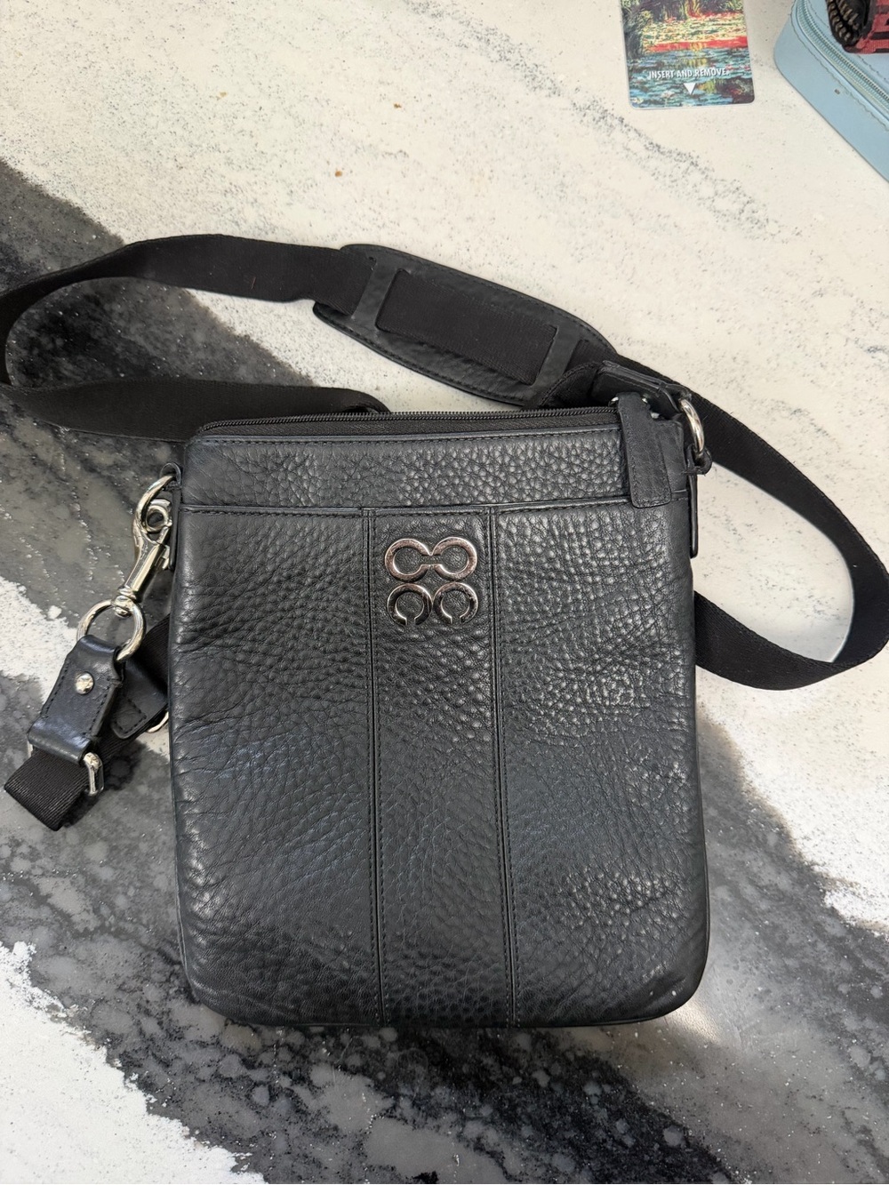 Coach Black Pebbled Leather Crossbody Bag with Silver Hardware